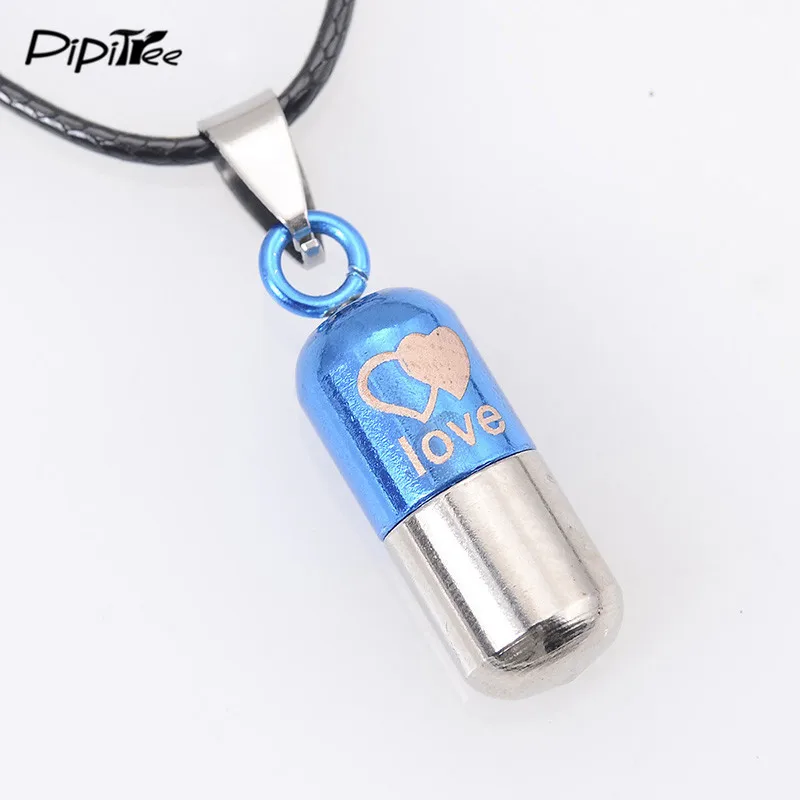 2 шт. пара ожерелья для влюбленных пар в капсулах кожаное ожерелье с цепочкой виде