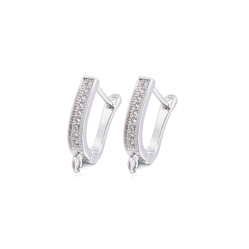 silver Pipitree DIY серьги-кольца фурнитура для изготовления ювелирных изделий Медь CZ Циркон Серебро Золото Цвет Круглые Серьги Крючки застежки аксессуары - Цвет: silver