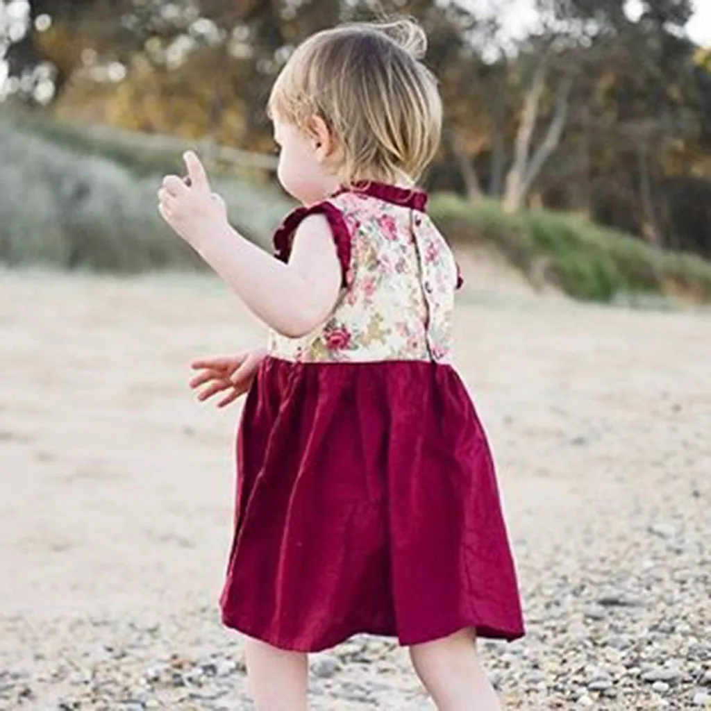 2019 Multitrust Brand Toddler Baby Little Big Sister Matching Girl Floral Romper Party Dresses Christmas Summer Red Sunsuit W614 | Детская
