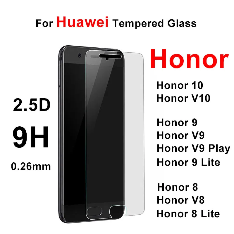 С уровнем твердости 9 H 2.5D тонкое закалённое Стекло для huawei Honor 10 V10 Lite V9 V9Play 8 V8