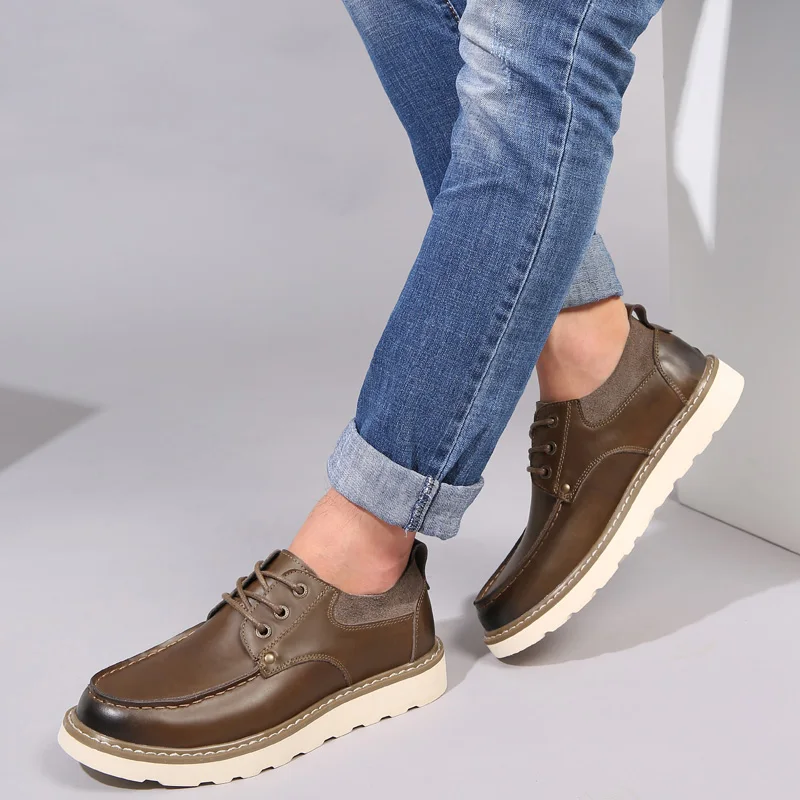 Мужская кожаная обувь черного и коричневого цвета сезон лето 2018 года