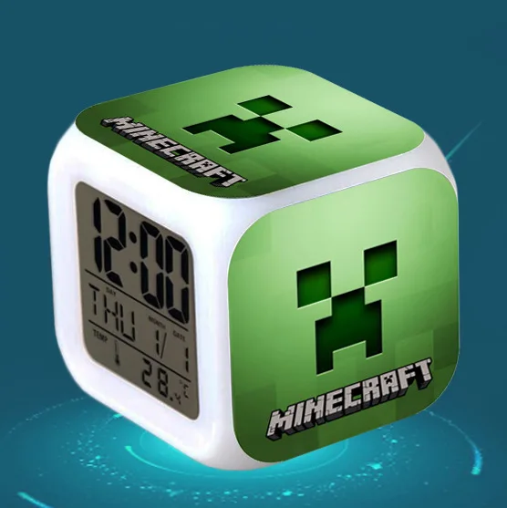 7 Cartoon Children Alarm Clock wake up light Digital Alarm Clock Kids Toys LED Clock Color Changing table reveil wekker - Цвет: 7