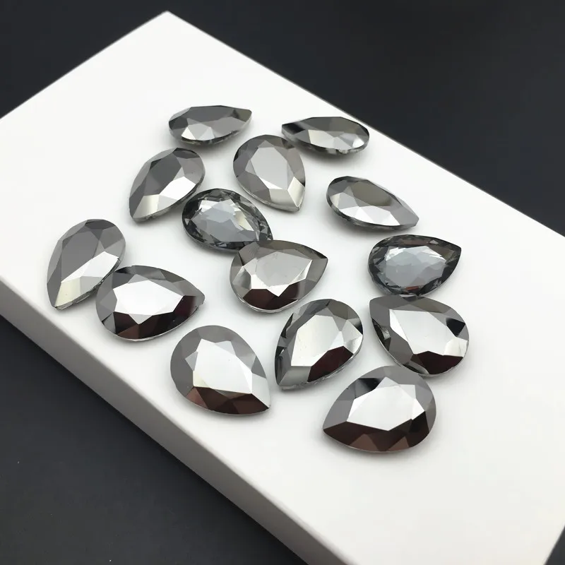 Струйный гематит стеклянный кристалл в форме слезы остроконечные задние Стразы