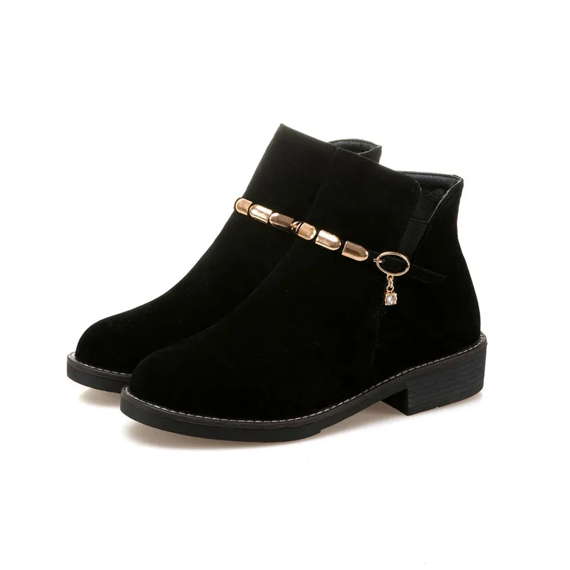 

MORAZORA 2020 new arrival ankle boots for women zipper fashion buckle autumn winter shoes flock round toe punk boots