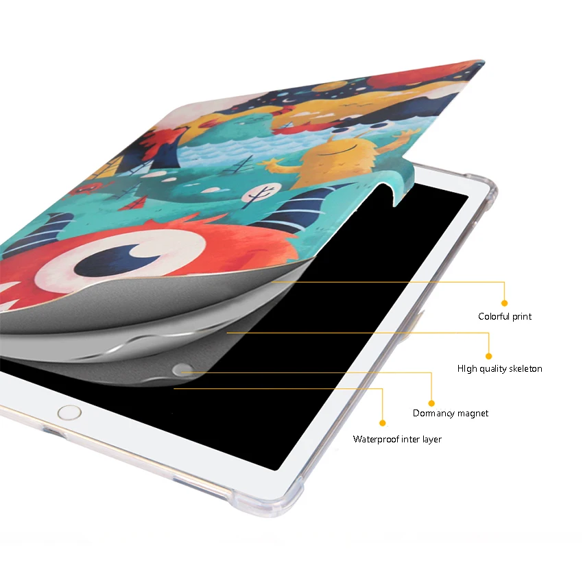 Для ipad pro 12,9 из искусственной кожи чехол Funda тонкий цветной принт Защитная подставка для Apple ipad pro 12,9 Smart Shell
