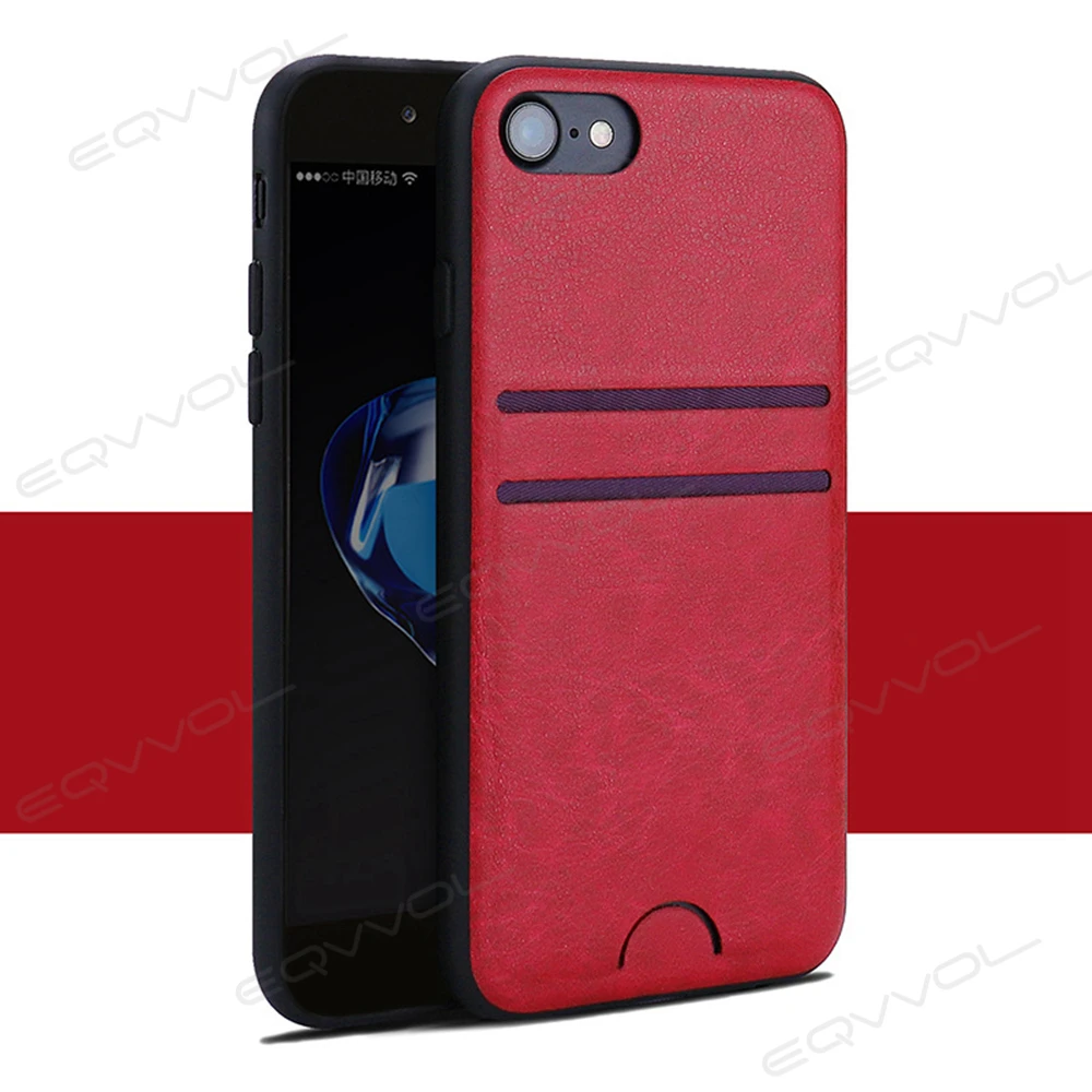 Тонкий чехол из искусственной кожи Eqvvol для iPhone X 8 7 plus роскошный с отделением карт