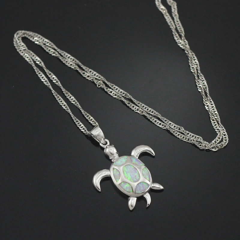 HAIMIS Free the Chain Lovely Sea Turtle Synthetic Light Pink Fire Opal Jewelry Women Necklace Pendant 1 1/4'' OP415 | Украшения и