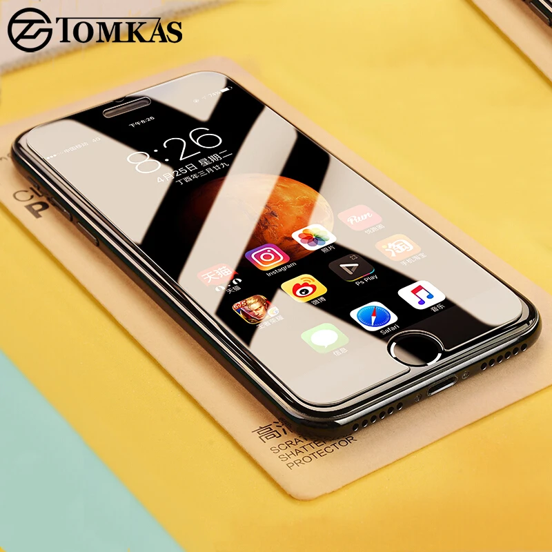 Tomkas Защитное стекло для экрана iPhone 7 X закаленное легкая в установке Защита 6s 5 6 8