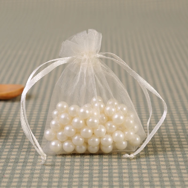 

Organza Bag 7x9cm Yarn Bag Beige Jewelry Gift Bags Wedding Decoration Candy Bag Packaging for Jewelry Organizer 100pcs/lot