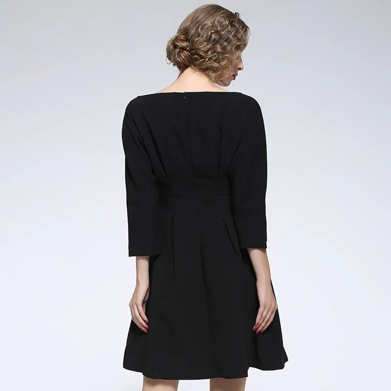 4XL Плюс Размер Сплошной Цвет Платья Для Женщин Европейский Стиль Осень Платье 2016