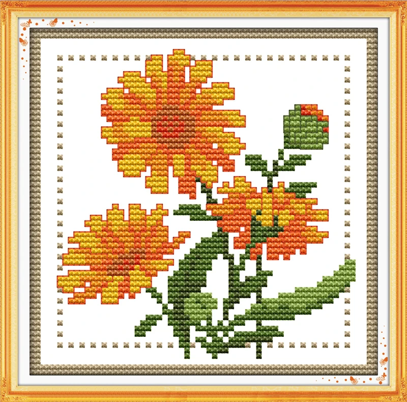 

Twelve months flower- October cross stitch kit 14ct 11ct count print canvas stitching embroidery DIY handmade needlework plus