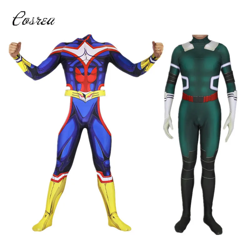 Аниме My Hero Academy Косплей DeKu полный костюм костюмы-комбинезоны для взрослых боди на