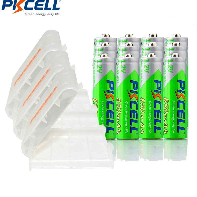 12 батареек PKCELL AAA Ni-MH 850mAh аккумулятор с низким саморазрядом AAA с 3 батарейками чехол