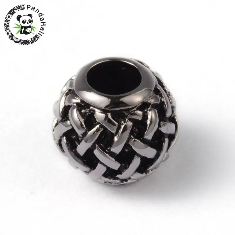 

Round 316 Stainless Steel European Beads, Large Hole Beads, Antique Silver Color, 12x10mm, Hole: 4.5mm