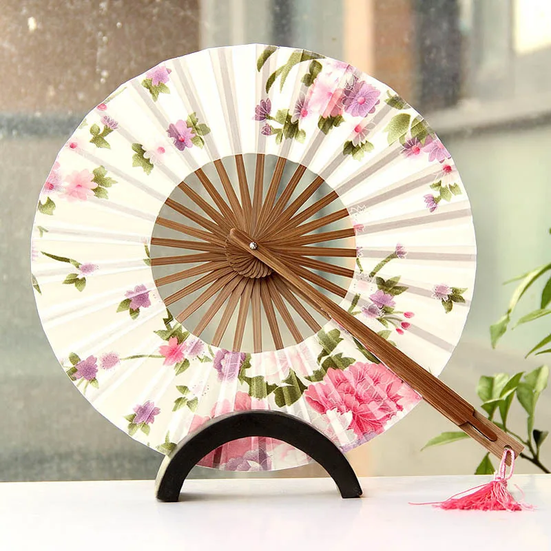 

50pcs/lot Delicate Cherry Bloom Printing Folding Bamboo Fan Japanese Chinese Wedding Favors Pocket Fan Free Shipping ZA4256