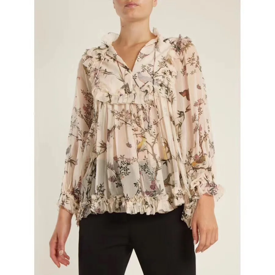Для женщин клены Floral-Print SILK Топ само крепление Средства ухода за кожей шеи галстук