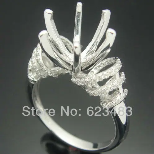 

Round 10mm Solid 14Kt White Gold Natural 0.45ct Si1 Diamond Semi Mount Ring