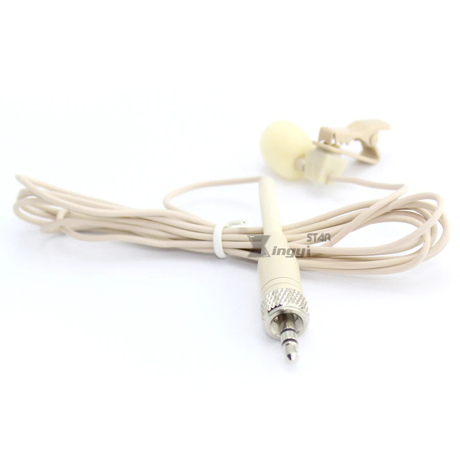 Бежевый петличный микрофон с зажимом для галстука на лацкане винтовым замком 3 5