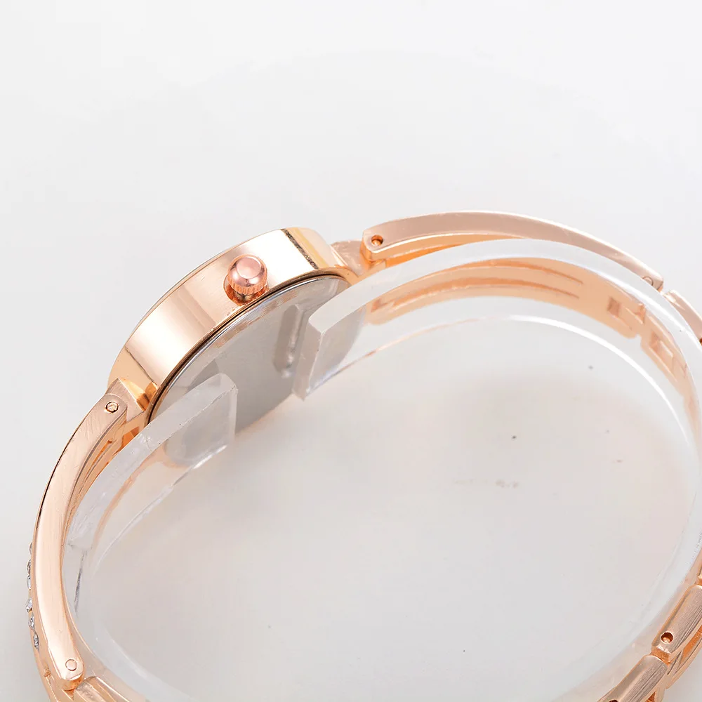 Топ Марка Кристалл Часы-браслет Для женщин Роскошные розовое золото
