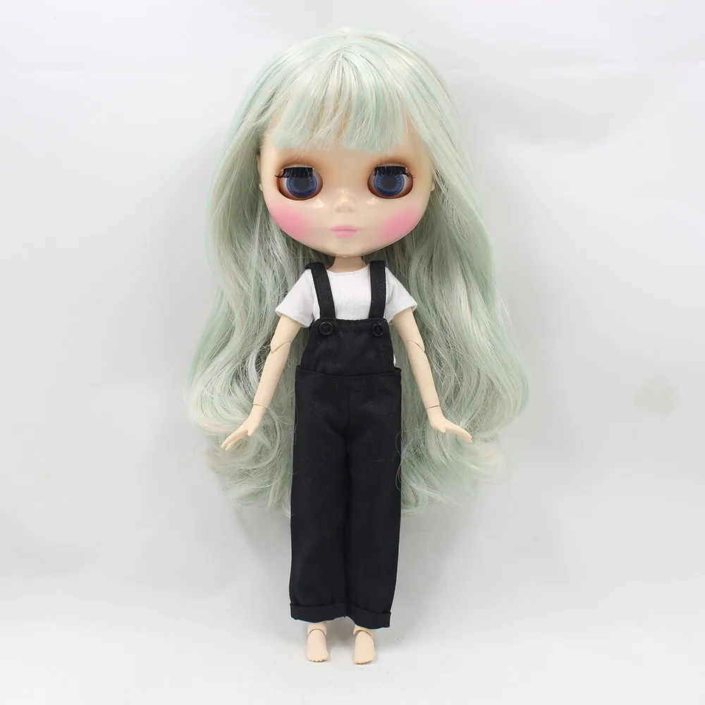 Blyth кукольная одежда; белая футболка; черный комбинезон; костюм для 1/6 тела