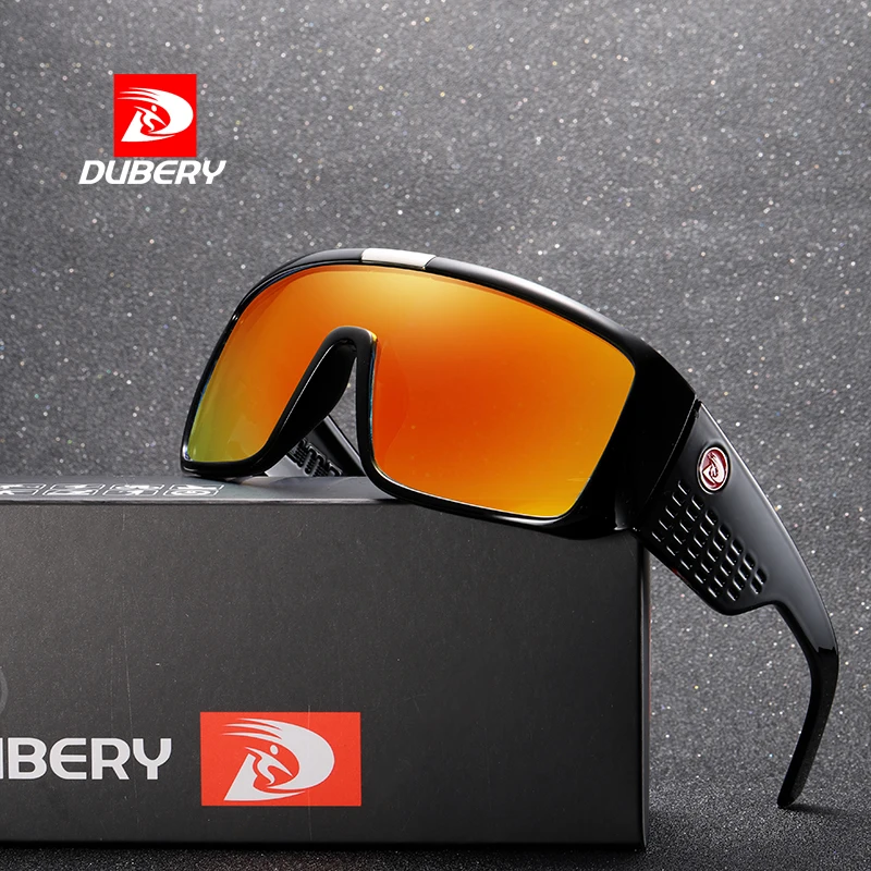 

DUBERY Vintage Retro Big Oversized Shield Sunglasses Men Coating Mirror Driving Sun Glasses 2018 Eyewear Male Goggles