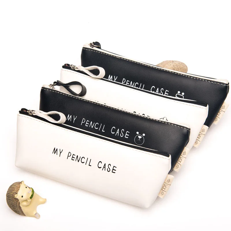 Пенал из ПУ кожи черный и белый цвета|pencil case|my pencil casemy case classical |