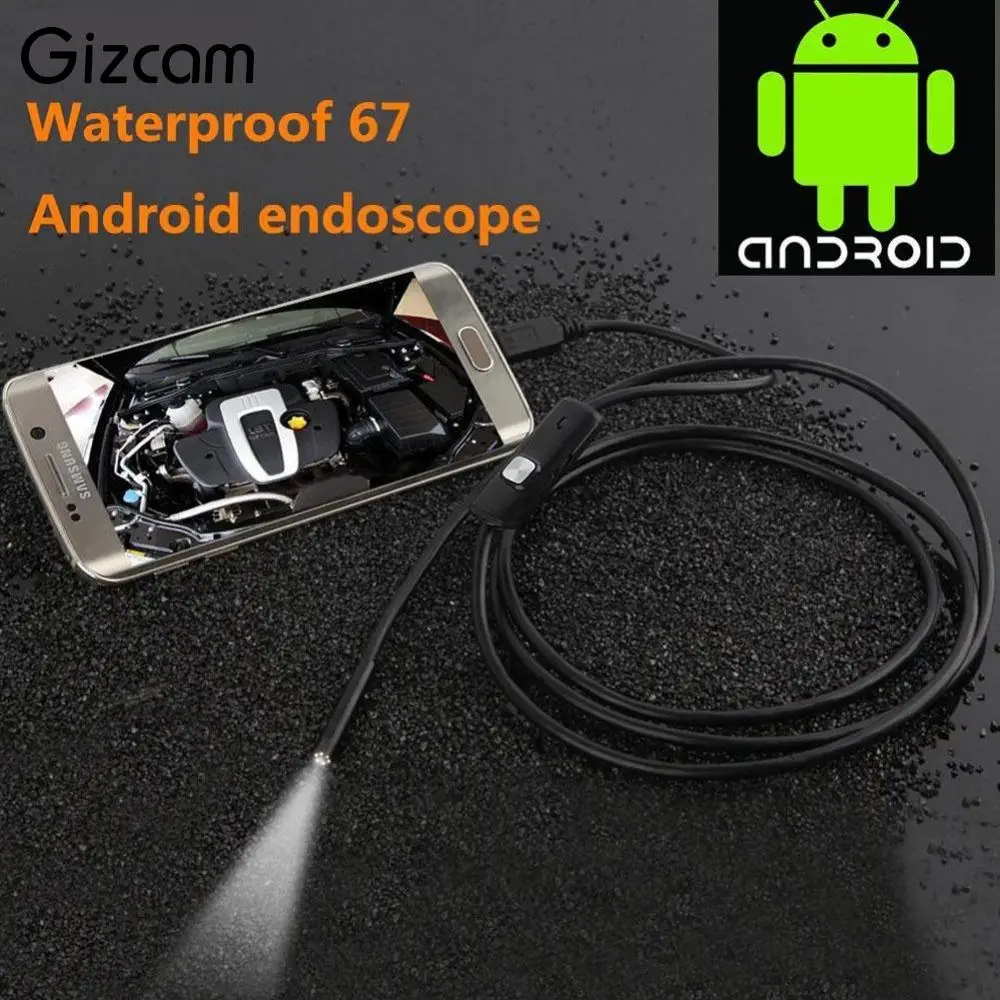 Портативный эндоскоп Gizcam 7 мм IP67 водонепроницаемый Android камера для проверки видео