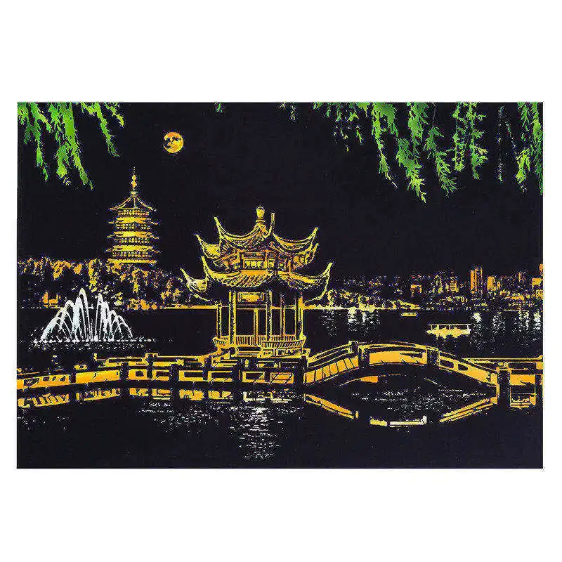 DPF colorful urban series city night scene scratching paintings around the world creative birthday gifts - Цвет: hangzhouxihu
