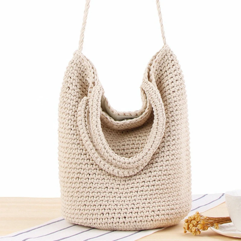 Women Sen Versatile Shoulder Shackle Woven Bag Bohemian Holiday Straw Bag(Beige) | Багаж и сумки