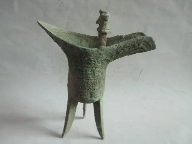 Китайская антикварная старая Шан бронзовая фигурка периода династии