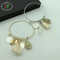 f j4z brand new seashell charms bracelets woman boho straw moon horns circle decos adjustable summber beach jewelry
