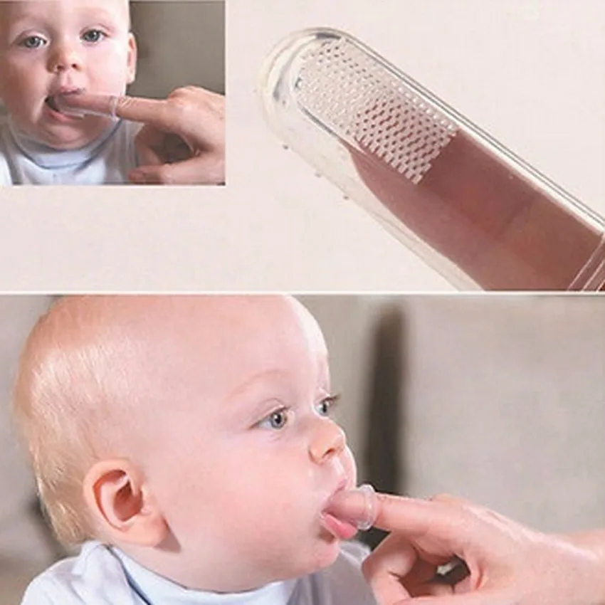 Cepillos de dientes suaves y seguros para beb&eacute;, cepillo de silicona para dedo, de goma, para cuidado Dental, 2 piezas-3