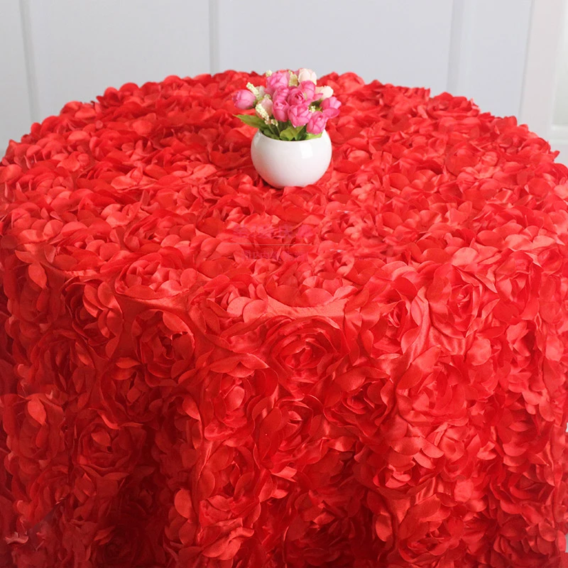 3D Роза круглая скатерть для свадебной вечеринки декор Цветы атласные скатерти