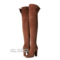 new arrival womens thigh high boots winter chunky heeled comfortable block design over the knee pointed booty