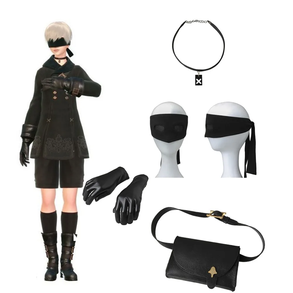 

Cosplaydiy Game NieR:Automata YoRHa No. 9 Type S gloves Bags Necklace Eyemask Adult men Halloween Carnival Cosplay Accessories