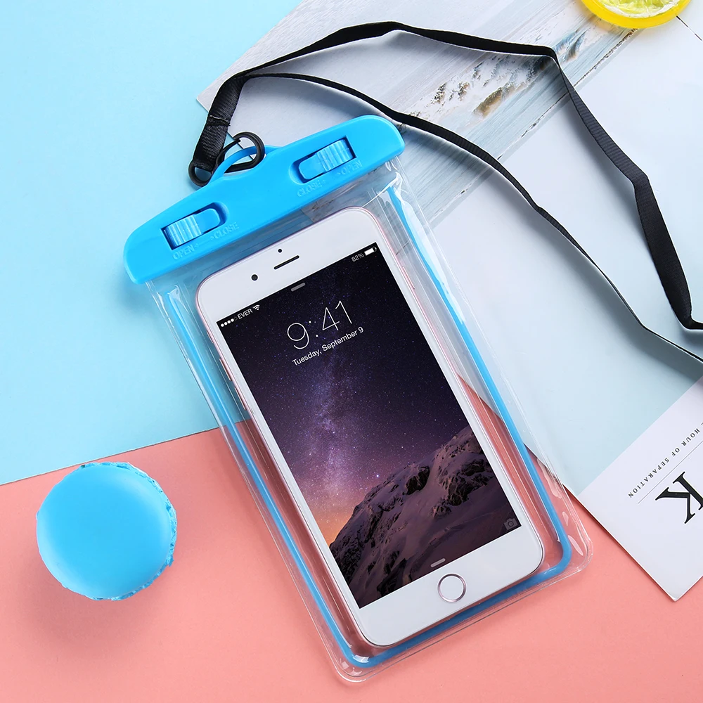Синий KISSCASE водонепроницаемый чехол для Samsung Galaxy S8 S9 S10 Plus A50 A7 светящийся подводный водонепроницаемый чехол для мобильного телефона сумка - Цвет: Синий