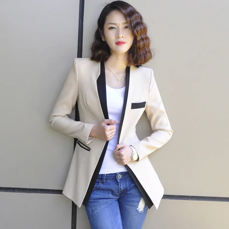 

Ms. long-sleeved long section black Blazers 2020 Spring and Autumn new fashion Slim thin casual suit jacket suit jacket female