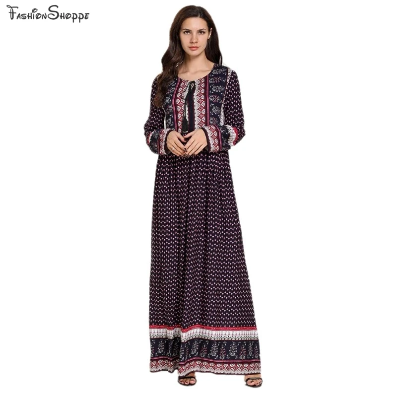Женское мусульманское платье Дубай abaya Femme печать Турецкая индейка Bangladesh кафтан арабское, с длинными рукавами плюс размер Исламская одежда