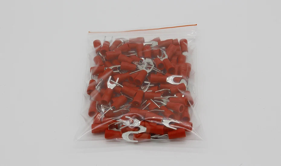 SV1.25-4 Red Furcate вилка Spade 22~ 16AWG провода обжимной прессованный терминалы кабельный провод разъем 100 шт./упак. SV1-4 SV