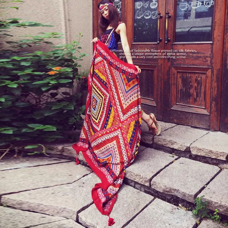 Путешествия этнический Ветер Висячие кешью цветок шаль плиссированный шарф foulard