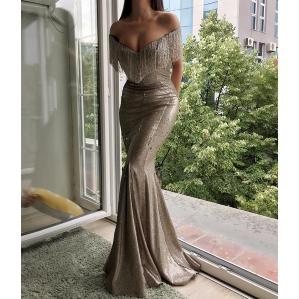 

Bling Black Mermaid Sequins Evening Dress Newest Luxury Beading Floor Length Long Prom Gowns Custom Made Formal Occasion Dresses