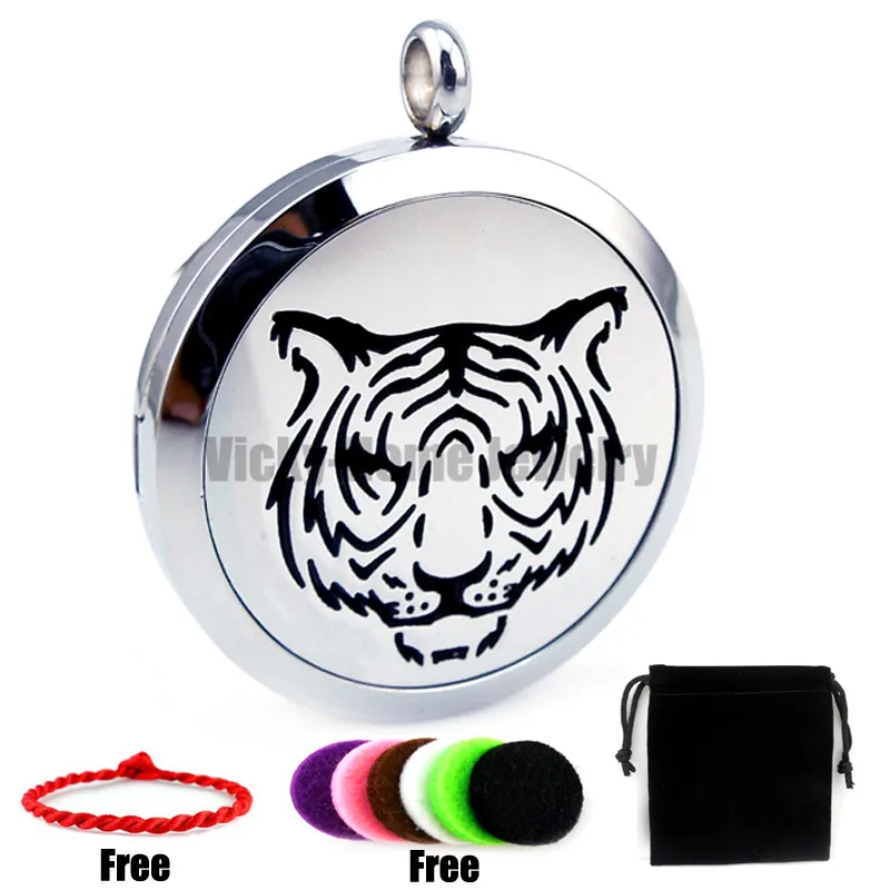 Ожерелье с цепочкой в подарок тигр (30 мм)|diffuser locket|oil diffuser locketessential oils locket |