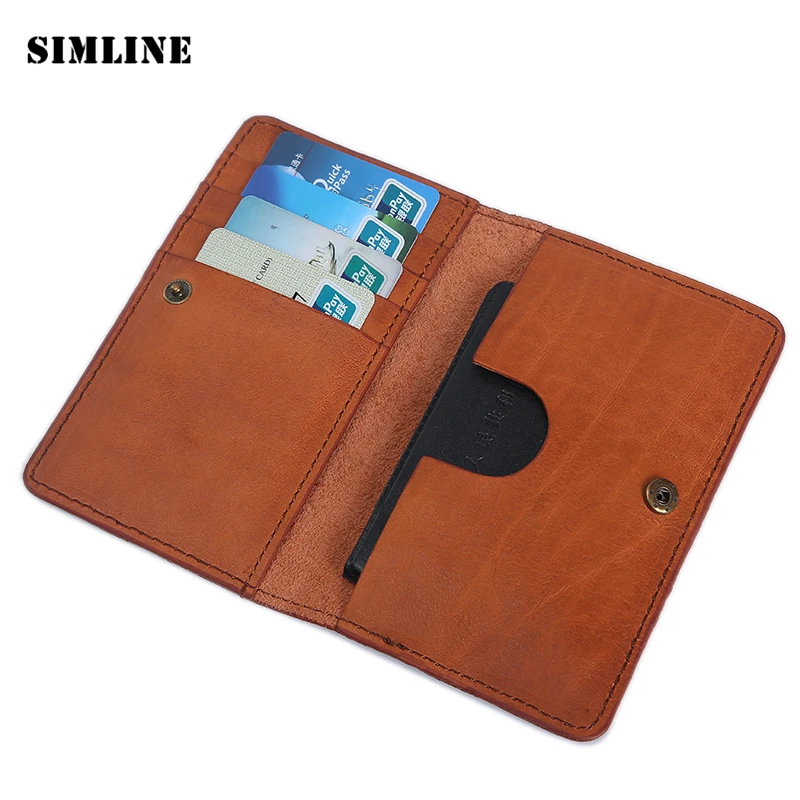Держатель для кредитных карт SIMLINE из натуральной кожи винтажный тонкий кошелек