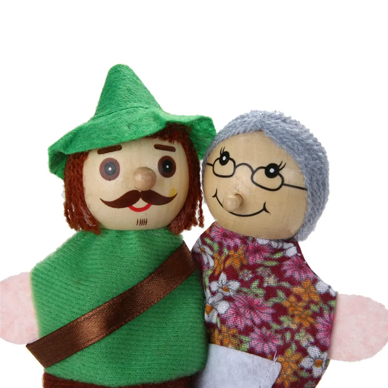 4 шт./компл. Красная Шапочка пальчиковые куклы сказочная история деревянные