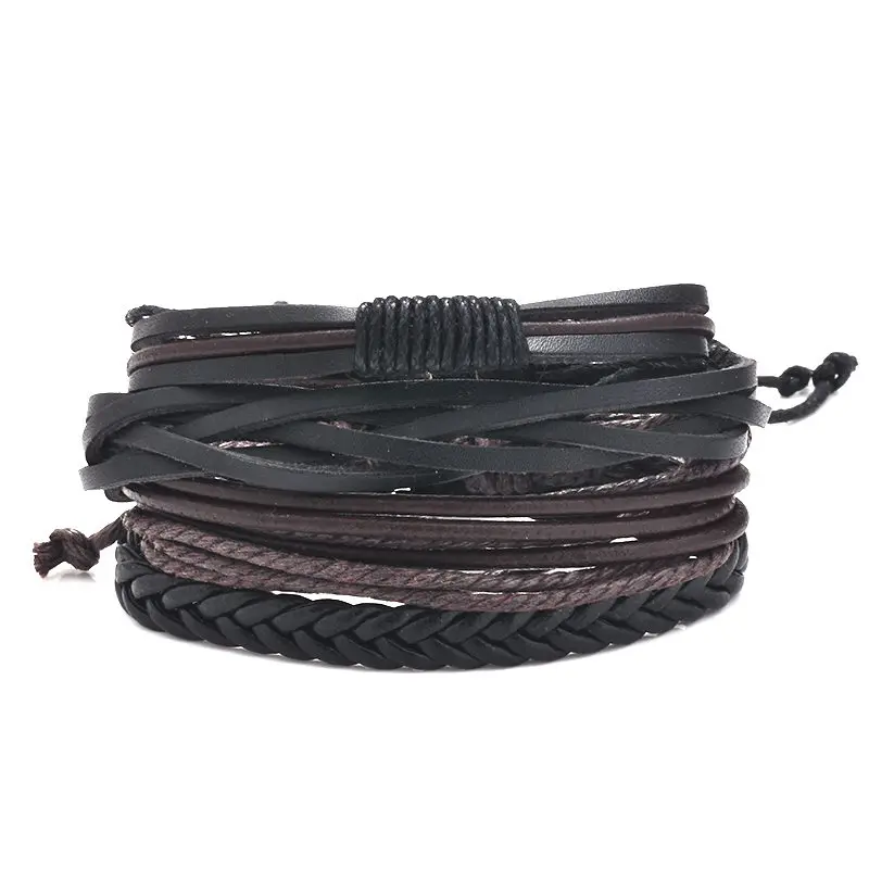 HYBZH Multilayer DIESEL Bracelet Men Casual Fashion Braided Leather Bracelets For Women Wood Bead Punk Rock Jewelry | Украшения и