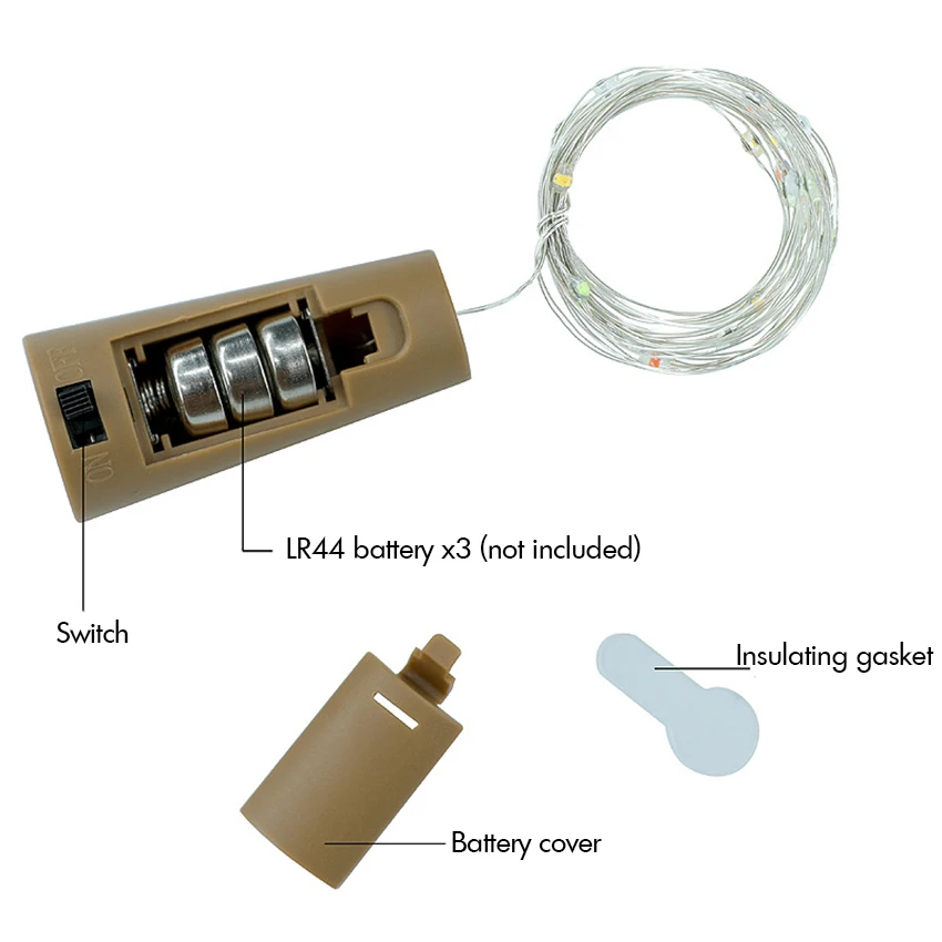 Wine Bottle Lights with Cork Battery Operated LED Shape Silver Wire Fairy Mini String for DIY Party Decor Wedding | Лампы и освещение