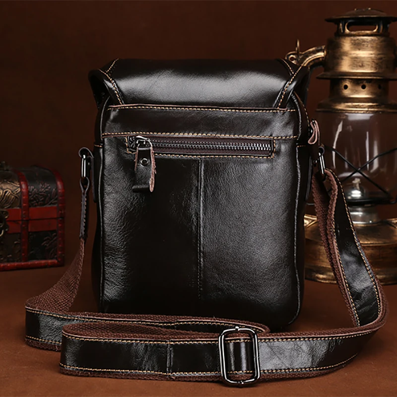 Сумка мессенджер мужская из воловьей кожи саквояж на плечо натуральной портфель