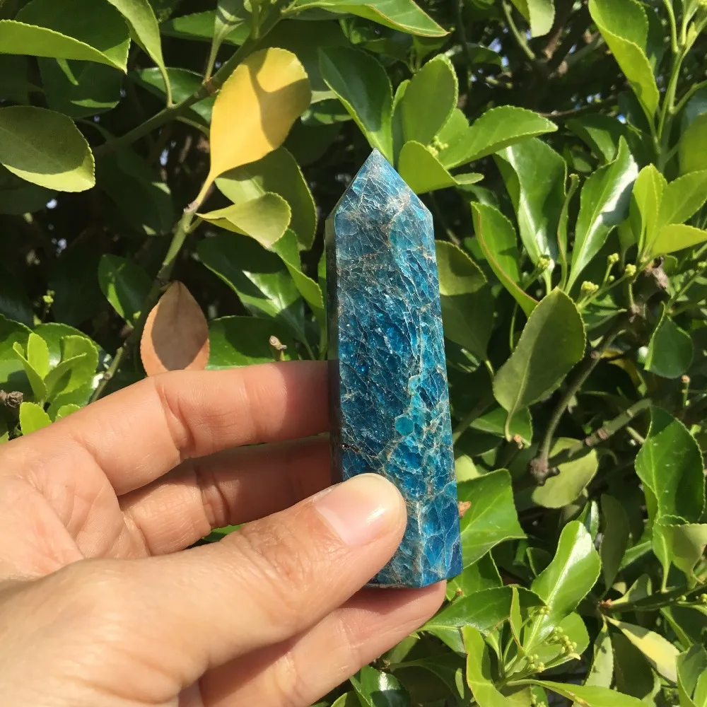 

1pc 70-80mm Natural blue apatite crystal wand stone crystal single point for healing