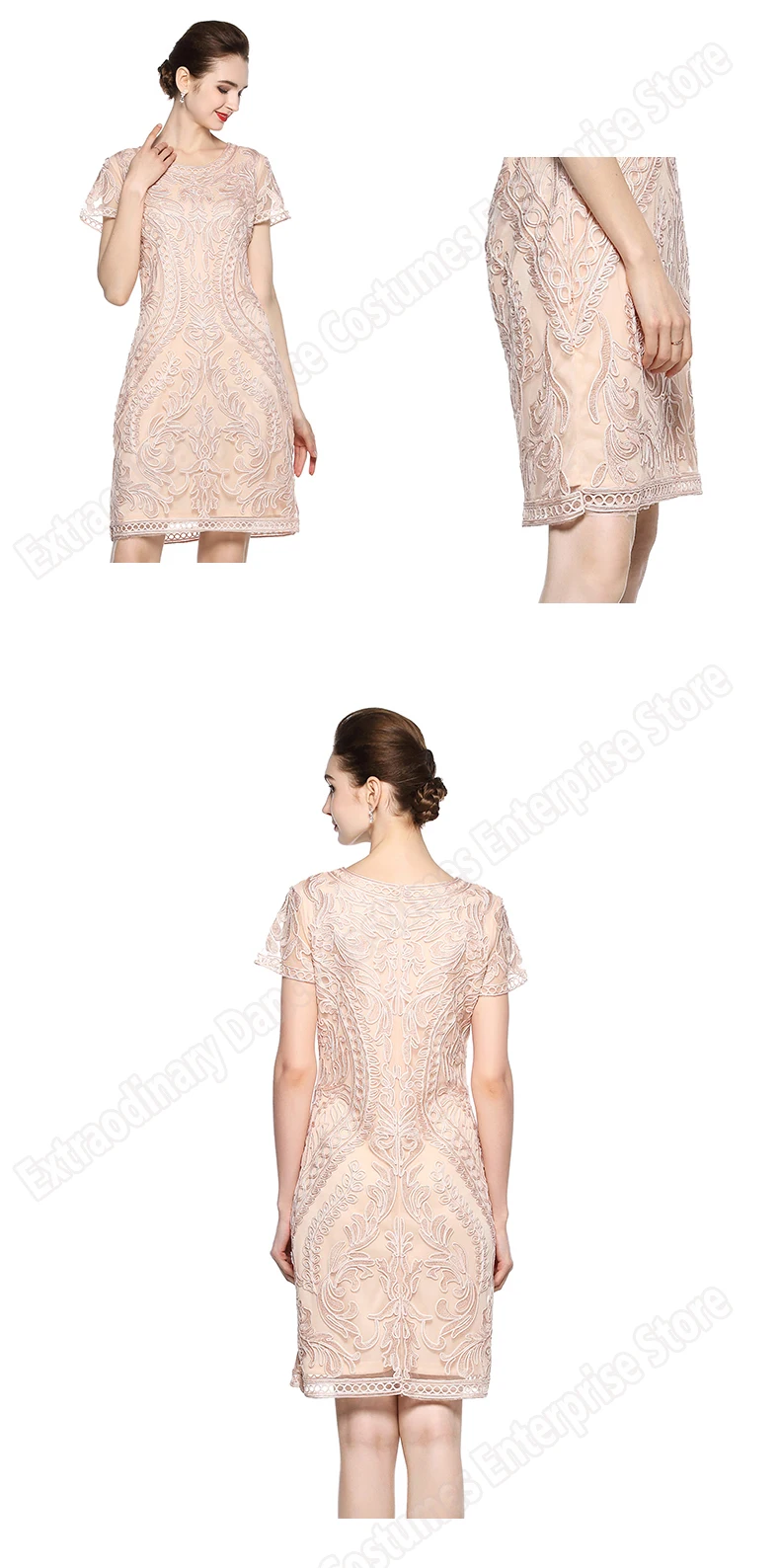 Floral Embellished Dresses Lace Flapper Great Gatsby Short sleeve Fashion Dinner Women Luxury Style Party Dress Vintage Costumes