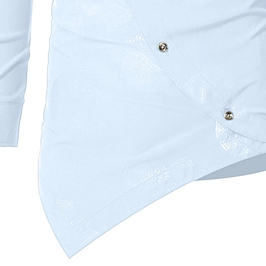 Новое поступление мужские рубашки мужские весенние Irraguler Slim Fit с длинным рукавом печатные мышцы футболки Топ Блузка camisa masculina#3
